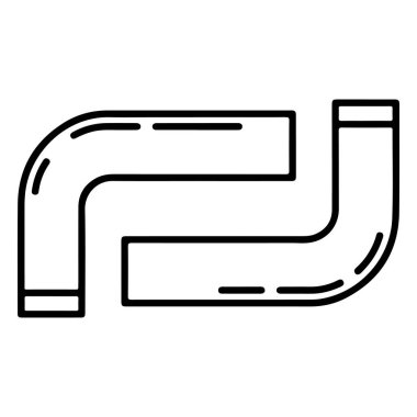 Eğri ve düz boruların iki bölümünü gösteren minimalist bir çizgi..