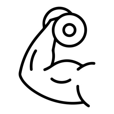 Bir ağırlık kaldıran kaslı bir kolun basit ve kalın bir çizgisi..