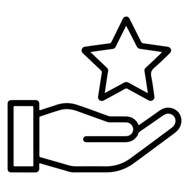 Bir yıldızı tutan, başarıyı ve ödülü sembolize eden açık bir elin basit bir sanat simgesi..