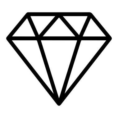 Geometrik yüzeyli klasik bir elmas şeklinin minimalist ve temiz çizimi..