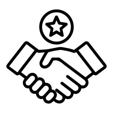 El sıkışmayı ve bir yıldızı tasvir eden basit bir çizgi sanat simgesi, güven ve başarıyı simgeliyor..