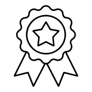 Yıldız şeklinde bir ödül kurdelesinin siyah beyaz çizimi mükemmelliği ve zaferi simgeliyor..