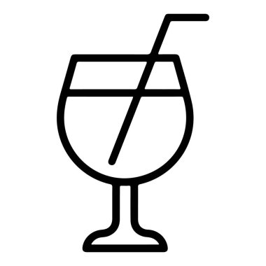 Sıvı ve pipetle dolu bir bardağın minimalist çizimi, içki temaları için mükemmel..