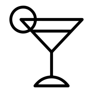 Limonlu ya da limonlu kokteyl bardağının basit siyah beyaz çizimi..