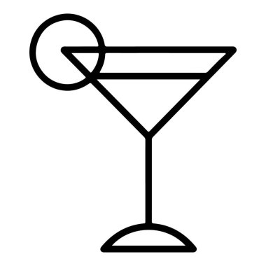 Bir martini bardağının minimalist siyah beyaz çizimi turunçgilerle süslenmiş..