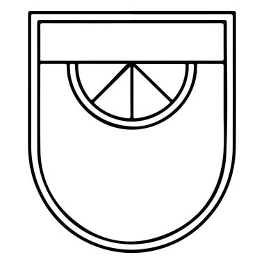 İskoç sporunun segmentli, yuvarlak kanatlı minimalist siyah beyaz çizimi..