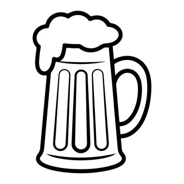 Köpüklü kafayla dolup taşan uzun bir bira bardağının siyah beyaz tasviri..