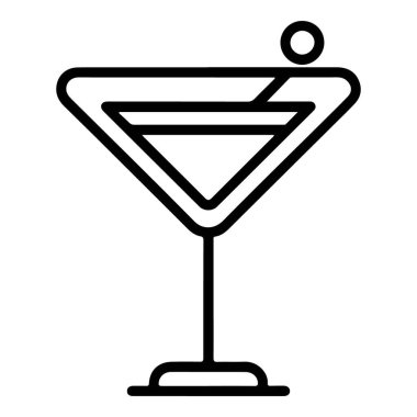 Tek zeytinli martini bardağının basit, temiz bir çizimi..