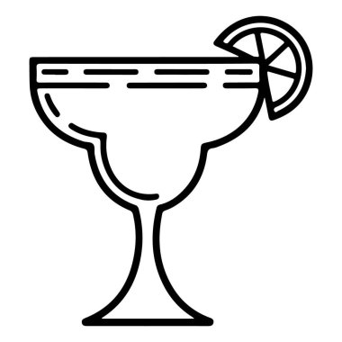 Kenarında limon dilimi olan margarita bardağının minimalist çizimi.