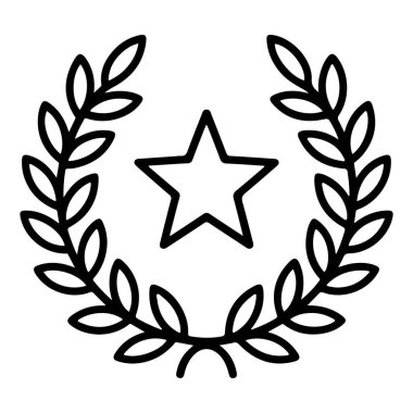 Bir defne çelenginin basit siyah çizgisi bir yıldızı çevrelemiş, başarıyı ve zaferi simgeliyor..