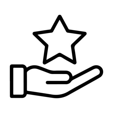 Bir yıldızı temsil eden, başarıyı ve kaliteyi sembolize eden, açık bir elin basit bir sanat simgesi.