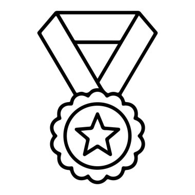 Bir yıldız madalyasının minimalist bir özeti. Kurdeleli. Başarı ve zaferi simgeliyor..