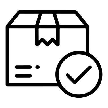 Kapalı bir karton kutunun minimalist bir taslak çizimi..