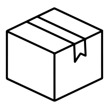 Kapalı bir karton kutunun bantla çizilmiş minimalist bir çizimi..