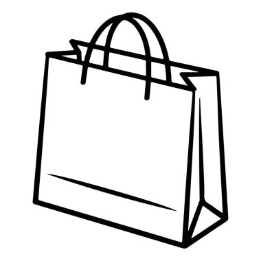 İki saplı beyaz bir alışveriş çantasının minimalist çizimi..