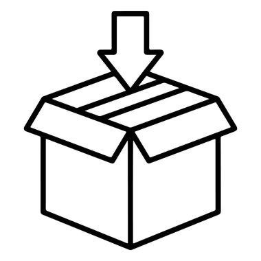 Bir paketin ok ile kapatılmasının ya da yüklenmesinin basit çizgisi çizimi.