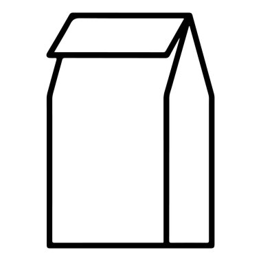 Üst kısmı katlanmış klasik bir yemek çantasının minimalist siyah beyaz çizgisi..