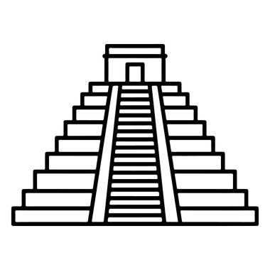 Tepesinde tapınak olan bir Maya piramidinin basit, stilize bir çizimi..