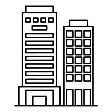 Yan yana iki farklı gökdelenin minimalist çizgisi..