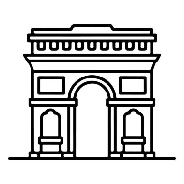 Paris 'teki ikonik Zafer Takı' nın minimalist siyah beyaz çizimi..