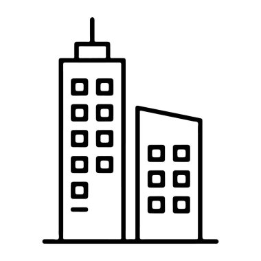 İki farklı şehir binasının minimalist çizimi. Biri uzun, biri kısa..