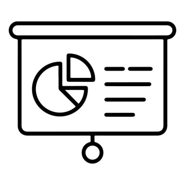 Bir pasta grafiği ve kurşun kaplı metni gösteren basit bir sunum ekranı çizimi.