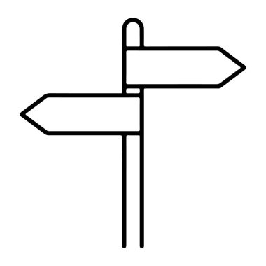 Boş oklarla iki yönlü işaret direğinin basit bir çizimi yönleri gösteriyor..