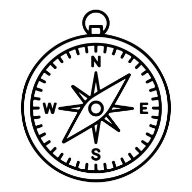 Ana yönleri ve dereceleri gösteren klasik bir pusula çizimi..