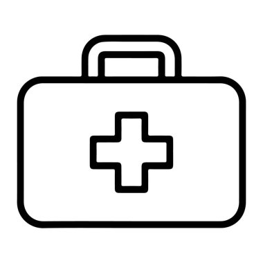 Siyah beyaz çizgili minimalist bir ilk yardım çantası..