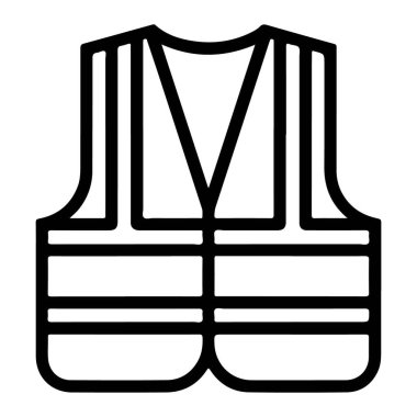 Görüş mesafesi yüksek bir güvenlik yeleğinin simgesini çizen basit bir siyah beyaz çizgi.