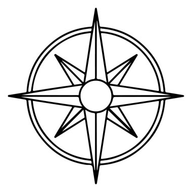Sekiz noktalı ve dairesel kenarlı bir pusula çizimi.