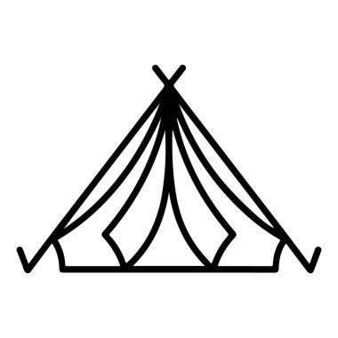 Siyah-beyaz minimalist çizgileri ve sırıkları olan klasik bir tuval çadırı..