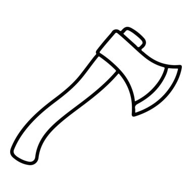 Tahta saplı tek bir baltanın minimalist siyah-beyaz çizgisi..