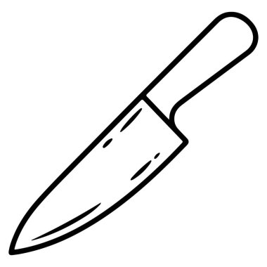 Keskin bir mutfak bıçağının saplı siyah beyaz çizgisi..