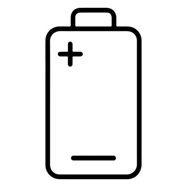 Pozitif ve negatif terminalleri olan bir bataryanın minimalist çizimi.