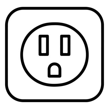 Standart üç aşamalı elektrik prizinin temiz ve minimalist çizimi..
