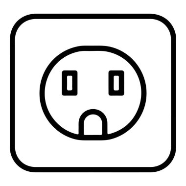Standart bir elektrik prizinin minimalist siyah beyaz çizimi.