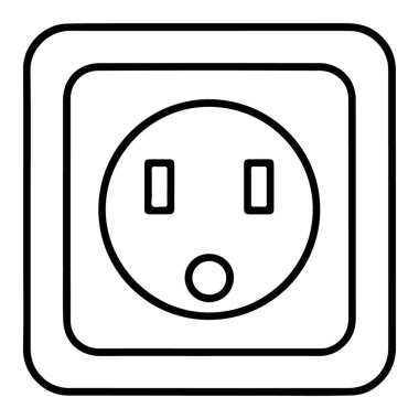 Standart bir elektrik prizinin temiz, minimalist çizimi.
