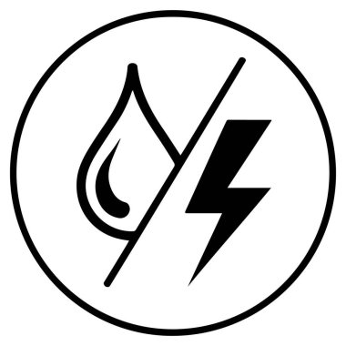 Su damlasını yıldırımdan ayıran çapraz çizgili dairesel bir simge.