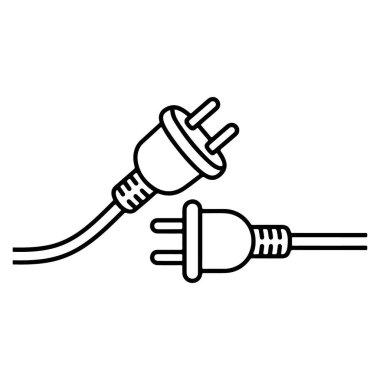 Basit bir çizgi çizimi iki elektrik prizini ve bağlantı için hazırlanmış kablolarını gösterir..