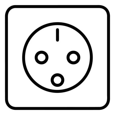 Standart bir Avrupa elektrik prizinin minimalist siyah beyaz çizgisi.