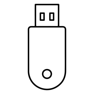 Veri depolamayı ve teknolojiyi sembolize eden bir USB flaş belleğin minimalist çizimi.
