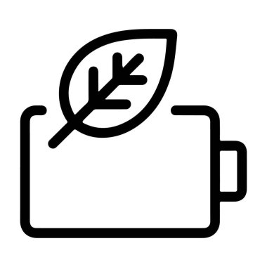 Basit bir çizgi sanat simgesi üzerinde yaprak olan bir bataryayı temsil ediyor. Bu da çevre dostu güç anlamına geliyor..