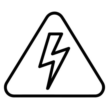 Elektriksel tehlikeyi gösteren bir yıldırımı gösteren siyah ve beyaz üçgen uyarı sembolü..