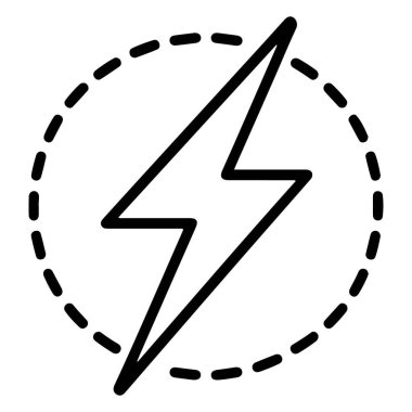 Minimalist, el çizimi bir ikon çizilmiş dairesel bir hatla cesur bir şimşek çakıyor..