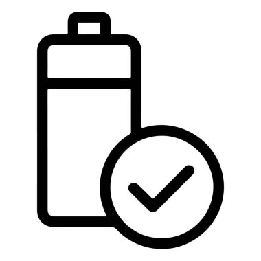 Tamamen dolu bir bataryayı işaret ile temsil eden basit bir çizgi resim simgesi.