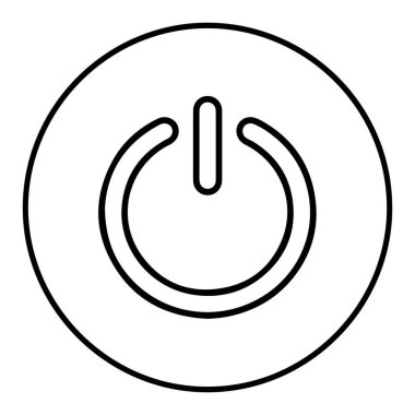 Dairesel sınır içindeki bir güç sembolünün minimalist siyah beyaz çizimi.