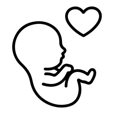 Minimalist bir çizim, profil üzerinde kalp olan bir fetüsü tasvir eder..