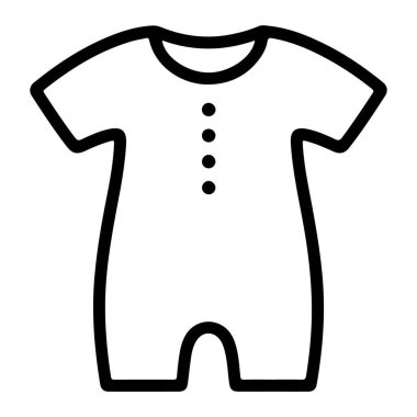 Bir bebeğin kısa kollu tulumunun düğme plakalı minimalist siyah beyaz çizgisi..