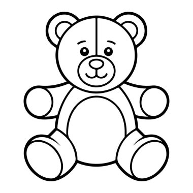 Siyah-beyaz çizgili klasik bir oyuncak ayı tasviri, renkli olmaya hazır..